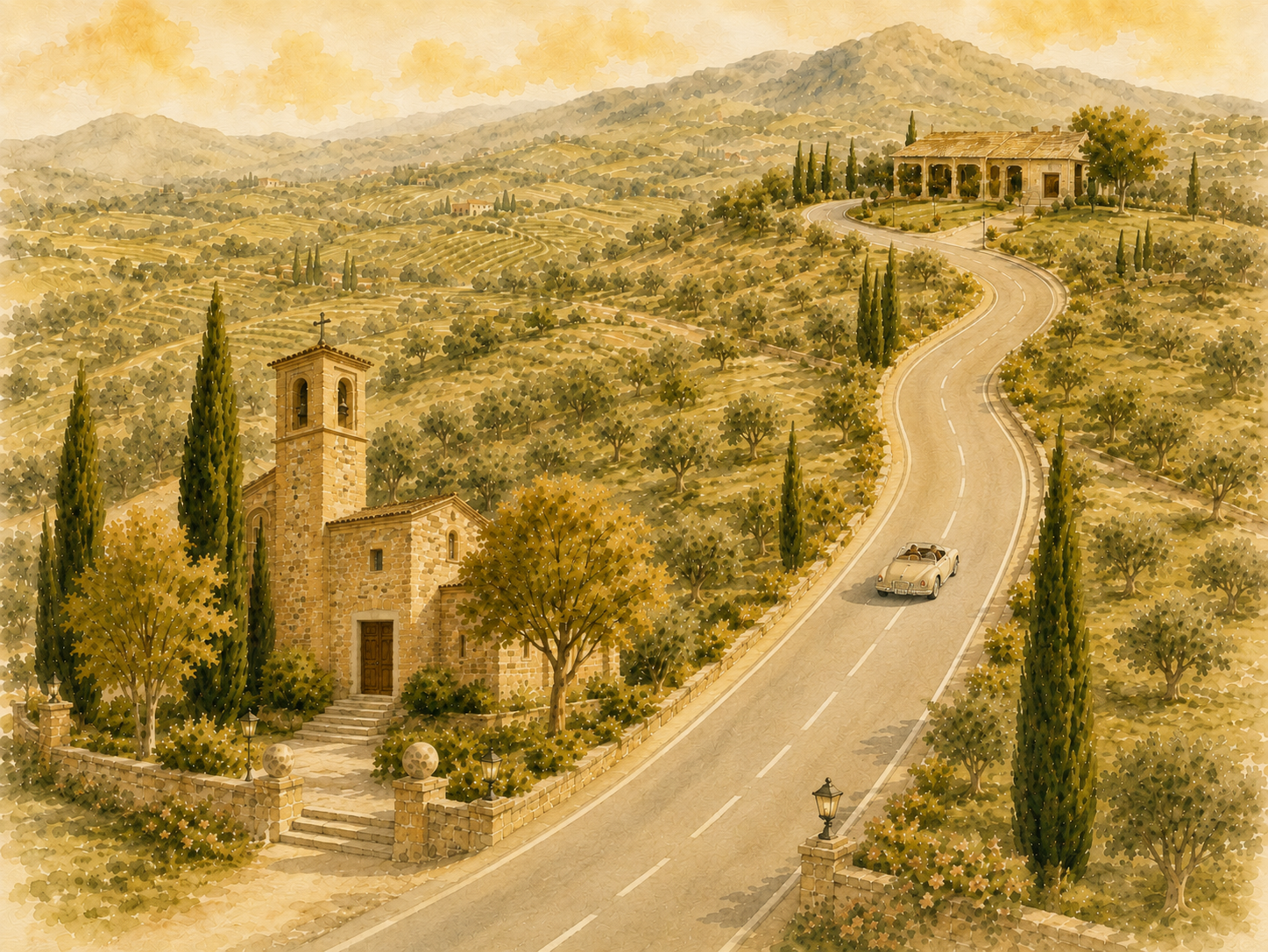 Ilustración: trayecto de la iglesia a la finca.